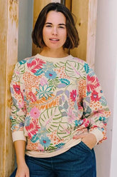 SUGARHILL Eadie Relaxed Sweatshirt - Off-White/Multi, Painted Jungle-SW0173
